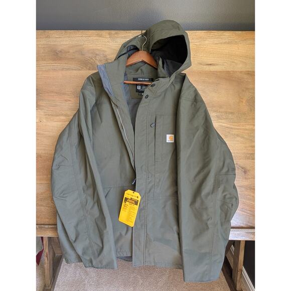 Carhartt Jacket Mens 2XL Tall Green Loose Storm Defender Hood Zip Up 104670 NWT - Picture 1 of 4